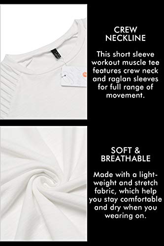 Coofandy Men's Workout T-Shirt Gym Tee Short Sleeve Bodybuilding Shirt Fashion T Shirts White L #TOP5