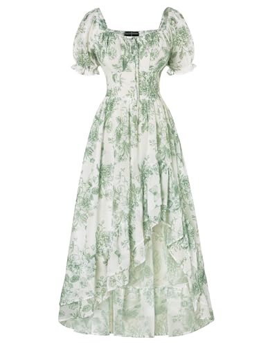 Scarlet Darkness Summer Corset Dress for Women 2025 Chiffon Floral Dress Wedding Guest Fall Dress Green M