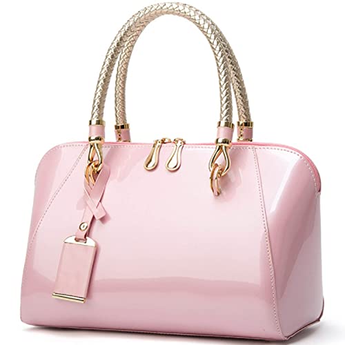 Sac à bandoulière en cuir verni rose YAQUNICER pour femme en taille unique
