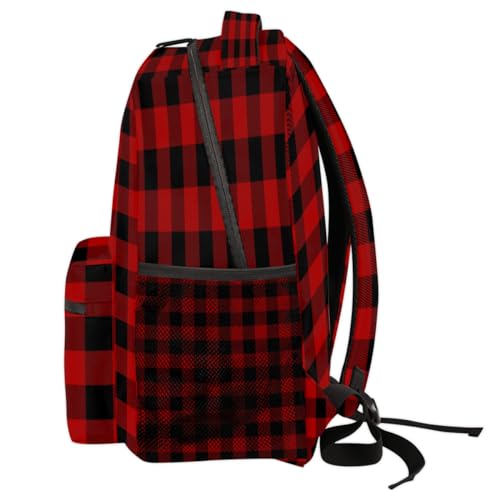 Sac à dos de Noël à carreaux rouge et noir grand format pour ordinateur - 4