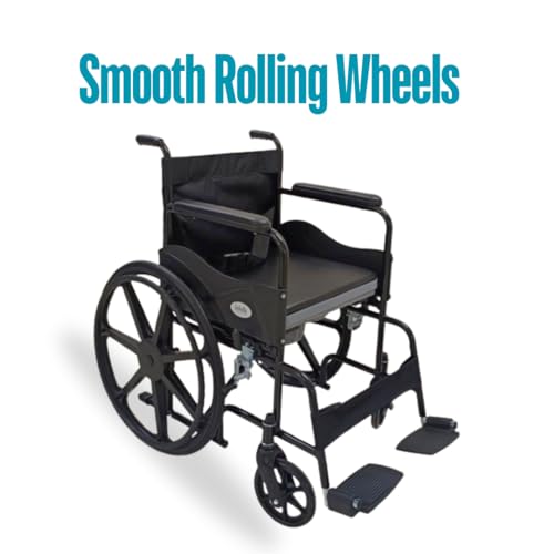 Image of Fidelis Healthcare Wheelchair with Commode | Self-Propelled Design | Detachable Cushion Seat & Bucket with Lid | Foldable Chrome Steel Frame | 24 Inch Mag Wheels | 100 kg Capacity