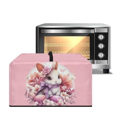 Image of Microwave Oven Cover Protective Kitchen Appliance Dustproof Cover Stain-Resistant Air Fryer Toaster Oven Protector Easter Decor, L, Pink Floral Rabbit Easter Egg