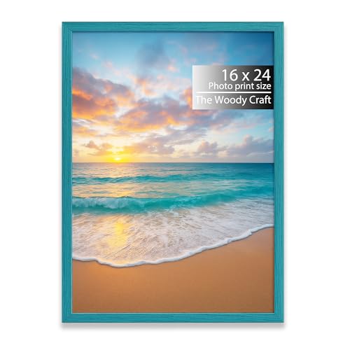 Image of Photo Frame 16x24 | Blue Photo Frame For Wall | Trendy Wall Frame | Wooden Photo Frames To Match Any Theme | Artistic Big Photo Frames For Wall | Ideal Wooden Engraved Photo Frames