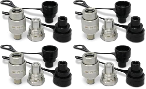 Image of Summit Hydraulics 3 /8 inch 10,000 PSI High Pressure Hydraulic Quick Coupler Set Replaces Enerpac C-604 w /Dust Caps (Pack of 4)