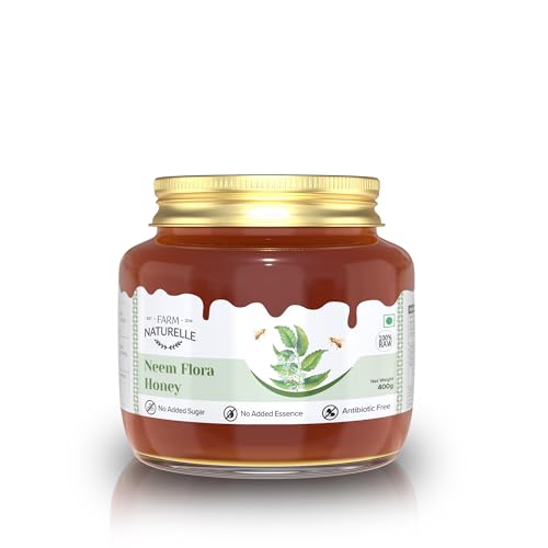 Image of Farm Naturelle Raw Neem Honey 400g| Glass Bottle | 100% Pure Unprocessed & Natural Honey | Ayurvedic & Rich in Vitamins and Minerals | Helps Boost Immunity