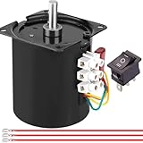 JYUDAUFU 68KTYZ Synchronmotor 110RPM AC 220V CW/CCW Rotationsgetriebe Permanentmagnet-Mikromotor mit Halterung, 3-Positionsschalter, Federdraht, für Elektrogeräte/Stufenlampe/DIY/Test