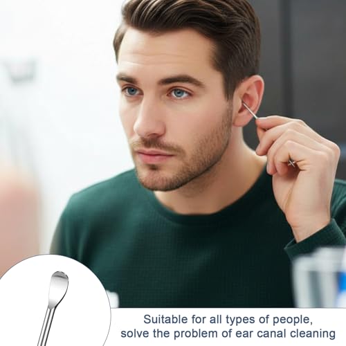 40pcs Ear Spoon Stainless Steel Ear Pick Earwax Removal Tool Earwax Scooper Ears Cleaning Tool Safe Ears Wax Removal Tools(Silver)