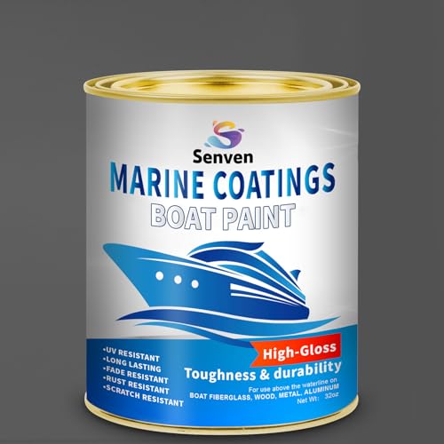 SENVEN Boat Paint 35 Oz Gloss White Marine Boat Topside Bottom Enamel Paint for Boats, RVs, Wood, Fiberglass, Aluminum, Metals, Oil-Based Epoxy Grey