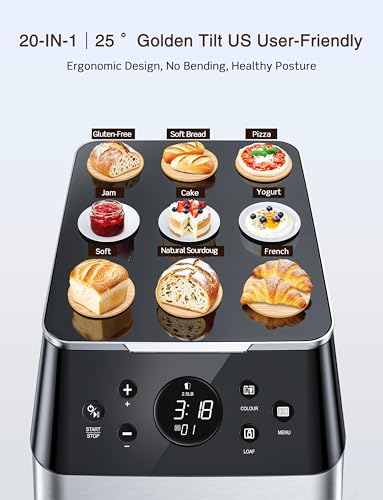 Image of KBS 750W Programmable Bread Maker, Dual Heaters Bread Machine with 3LB Ceramic Pan & Fruit Dispenser,20-in-1 Stainless Steel Automatic Bread Maker Machine with Quiet Brushless Motor,15H Timer,3 Colors
