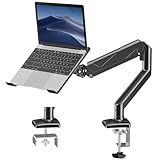 ErgoFocus Laptop Stand Desk Mount, 2 in 1 Function, Gas Spring Arm Fits Max 17' Notebook and 32' Computer Screen, Single Monitor Mount with Laptop Tray, Holds up to 17.6lbs