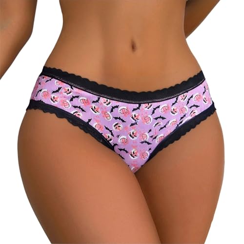 Women's Halloween Lace Bikini Underwear Cute Print Stretchy No Show Panties - image 1