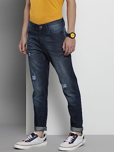 Image of The Indian Garage Co Men Slim Fit Solid Mid-Rise Stretchable Jeans