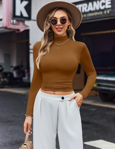 Image of Ekouaer Womens Turtleneck Shirts Long Sleeve Lightweight Fitted Thermal | Mock Neck, Soft Base Layer Tops, Underwear Stretchy Fit, Buttery Soft Undershirts, Fashion Winter Clothes