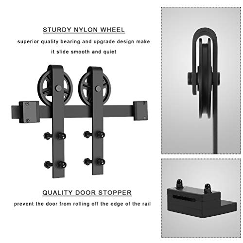 6.6ft Sliding Barn Door Hardware Kit, Dedoot Heavy Duty Single Door Rails, Smoothly and Quietly, Easy to Install, Fit 36\"-40\" Wide Door Panel (Big Wheel)