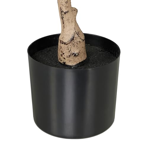 Relaxdays künstlich, 180 cm hoch, Kunststoff, Stein, Kunstpflanze, Deko-Olivenbaum, Kunstbaum, grün/braun