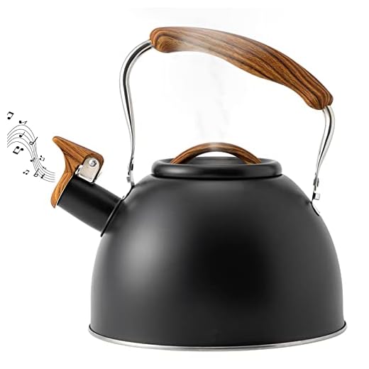 Hervidor de Agua con Silbato para Estufa LeGDOr, Tetera de Acero Inoxidable de 3 litros, Tetera Vintage de Estilo Retro, con Mango de veta de Madera y Silbato Alto, hervidor de Cocina, para Gas S
