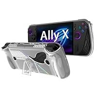 GIOPUEY Coque Compatible Avec ASUS ROG Xbox Ally/Ally X 2025 - Avec Support - Couverture PC & Pare-Chocs TPU Souple - Black