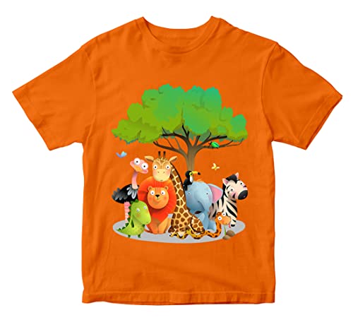 Image of Boys & Girls Cute Jungle Animals Theme 100% Cotton Unisex Kids T-Shirt
