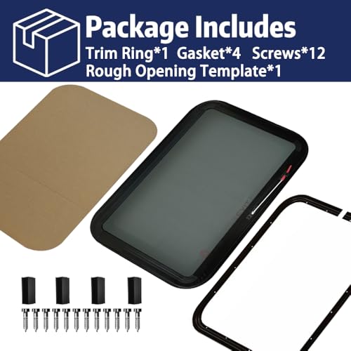 RV Emergency Exit Window 15"x22" Tempered Trailer Pop Out Window DOT Certified - Shatterproof Glass with Screen & Trim Kit, 1-1/2" Wall Fit for Teardrop Camper, Cargo Travel Trailer (Heat Insulation) by RV MURTS - Image 2