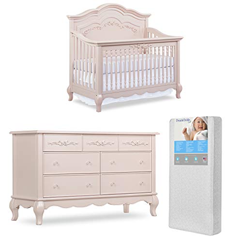 Evolur Aurora 5-in-1 Convertible Crib & Double Dresser with Free 260 Coil Crib and Toddler Mattress Evolur Aurora 5-in-1 Convertible Crib & Double Dresser with Free 260 Coil Crib and Toddler Mattress