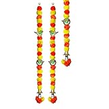 Set of 2 Yellow & Orange Marigold Flower & Parrot Tota String Wall Hanging Decoration for Home Door...