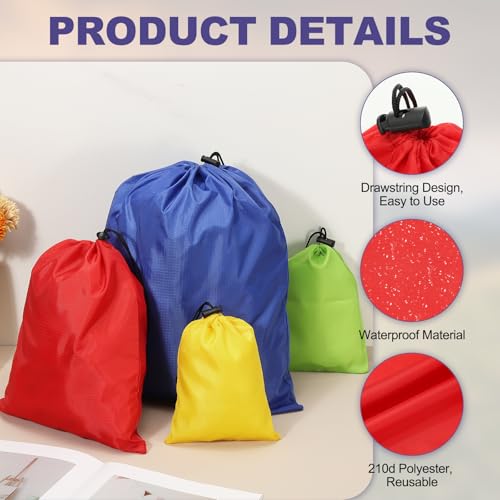 uxcell 5Pcs 210D Polyester Drawstring Bag with Toggle, 6 x 8 Inch Waterproof Travel Storage Bag Foldable Stuff Sack Cinch Sack for Gym Travel Hiking Yoga Clothes Organizer, Red3