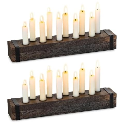 NUPTIO Rustic Wooden Candelabra Set of 2 Cover
