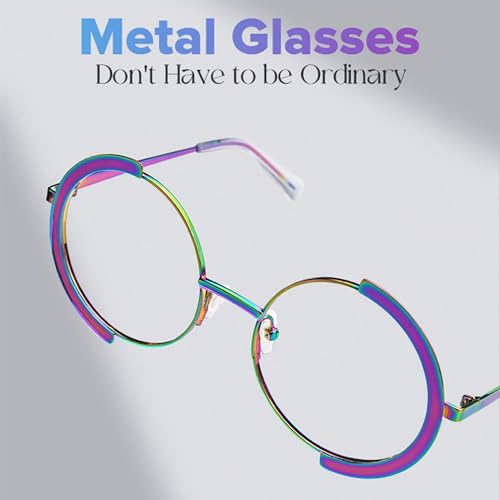Image of Zeelool Vintage Metal Round Eyeglasses Frame for Women with Non-prescription Clear Lens ZJGM351423
