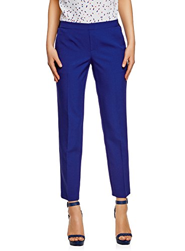 oodji Ultra Femme Pantalon 7/8 avec Ceinture Élastique, Bleu, FR