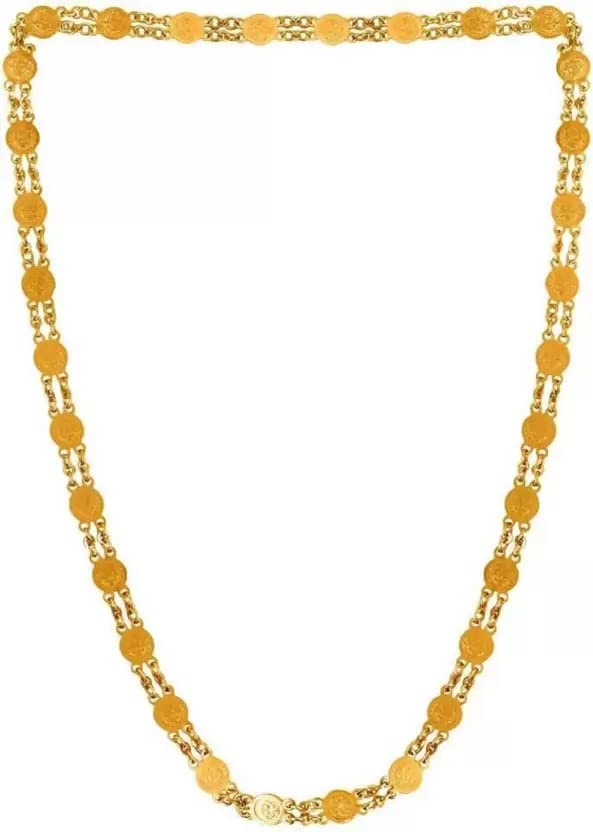 Soni Jewellery Kasu Mala Kasumalai Laxmi Lakshmi Coin Temple Jewellery Necklace Set Gold-Plated Plated Brass Necklace Gold-Plated Plated Brass Necklace For Women-image-9