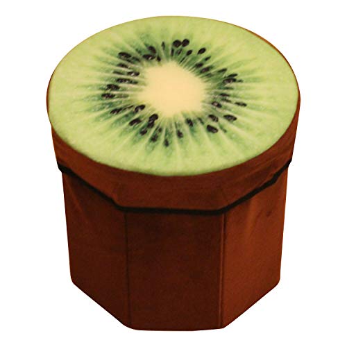 Image of FunBlast Multi-Functional Folding Storage Ottoman Box Organizer Cum Stool with Seat Cushion, Storage Boxes for Toys for Kids (Kiwi)