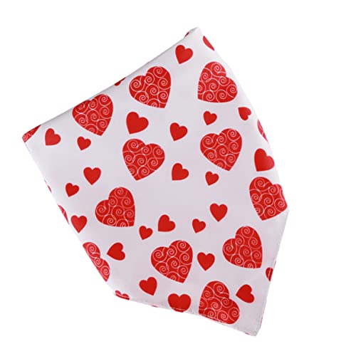 SUPVOX ハート柄 バレンタインデー 二重層 犬用首輪 よだれかけ ペット用唾液首輪 中型 大型犬用 レッド な食事用よだれかけ