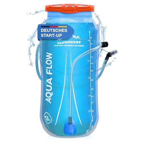 ALPENWERT Trinkblase mit Trinkschlauch [Wasserblase 2L/3L BPA Free] Ultraleicht Trinksystem für Rucksack perfekt für Outdoor Laufen Trailrunning (3 Liter)