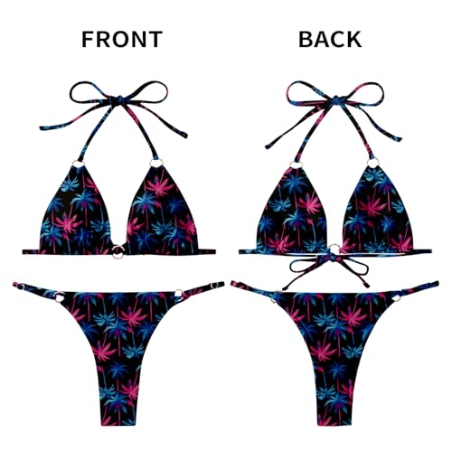 Image of MIKETAI Sexy Bikinis for Women 2 Piece Bikini Spaghetti Strap Swimsuits Solid Color Bathing Swimwear Triangle Bathing Suit
