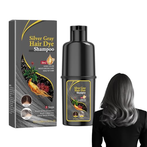 Champú Tintorio Gris Plateado para Cabello, Hair Dye Shampoo, Tratamiento Hidratante, Fórmula Suave con Pigmentos Naturales, Ideal para Canas y Cabello Grisáceo, Aplicación Fácil en Casa