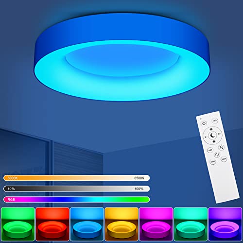 LEZOE LED Deckenleuchte Dimmbar RGB 24W, 2400lm RGB Deckenlampe Dimmbar mit...