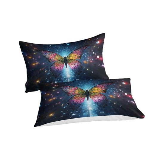 Housse de couette papillon 3D 220x240 parure de lit microfibre fermeture éclair - 3