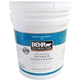 BEHR Premium Plus 5 gal. Ultra Pure White Satin Enamel Low Odor...