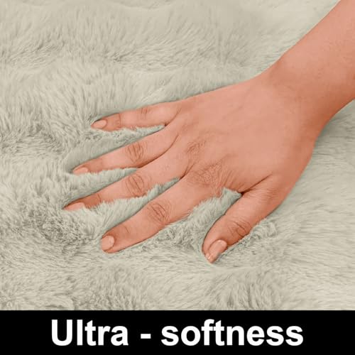 Image of Luxe Home Bubble Rabbit Fur Carpet Super Soft, Washable, Anti Skid Carpets for Home, Bedroom, Livingroom - (3x5 Feet, Taupe)