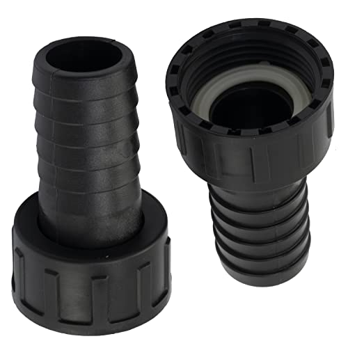 AERZETIX - C63565 - Lot de 2 Raccord femelle cannelés droit 1'' x 25 mm à écrou - filetage interne - adaptateur connecteur système circuit d'irrigation arrosage pompe - en plastique - couleur noir