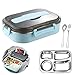 Resszo Lunch Box Porta Pranzo con Posate(Forchetta e Cucchiaio) Bento Box con Acciaio Inossidabile Scomparti Cibo Contenitori per Microonde Colazione