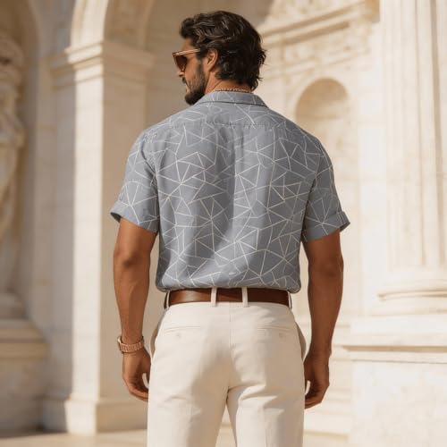 Image of Lymio Men Shirt || Men Embroidery Design Shirt || Half Slevee Shirt Men || Cotton Shirt (Available Also Packs) (Embro-Zigzag)