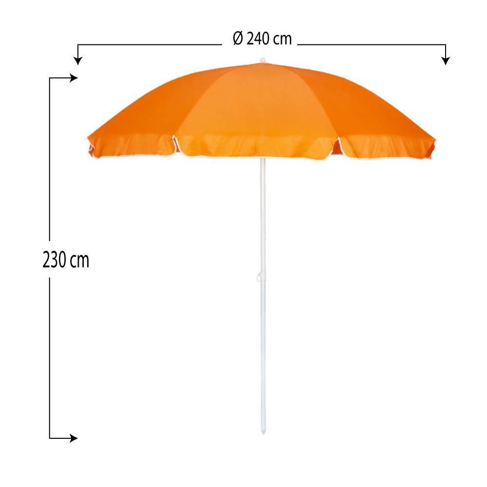 VIRSUS Ombrellone da Spiaggia 987, Diametro 240 cm, Tessuto Poliestere 440gr, Asta metallo da 32mm, 8 Stecche in Fibra Vetro, Snodo Regolabile, Ombrello da Mare con Sacca