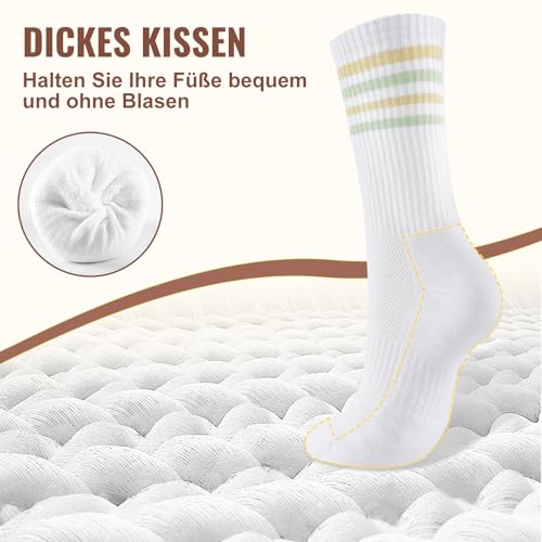 Niorasen Damen Tennissocken Sport Baumwollsocken Atmungsaktive Mittelhohe Bunte Socken 35-38 39-42 6er Pack Damen Weihnachts Geburtstags Geschenke für frauen mama oma freundin
