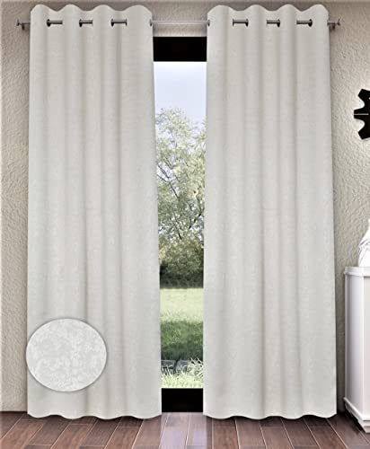 Image of Home Sizzler 2 Pieces Blackout Textured Eyelet Polyester Long Door Curtains - 9 Feet, Cream