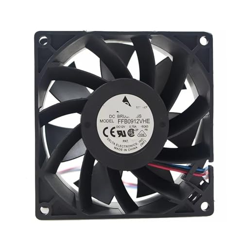 RHFYBSQA Ventilador de refrigeración FFB0912VHE de 90 x 90 x 38 mm, CC 12 V, 0,75 A(2 Wires)