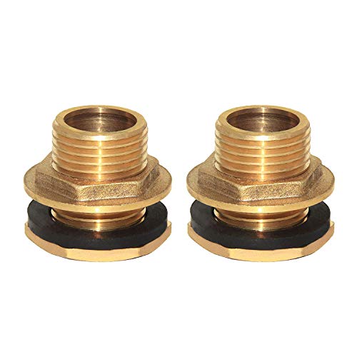 Joywayus 2PCS 3/4" Male Brass Water Tank Connector Bulkhead Tank Fitting