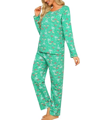 Image of ENJOYNIGHT Womens Pajama Set Cotton Pjs Long Sleeve Sleepwear with Pockets