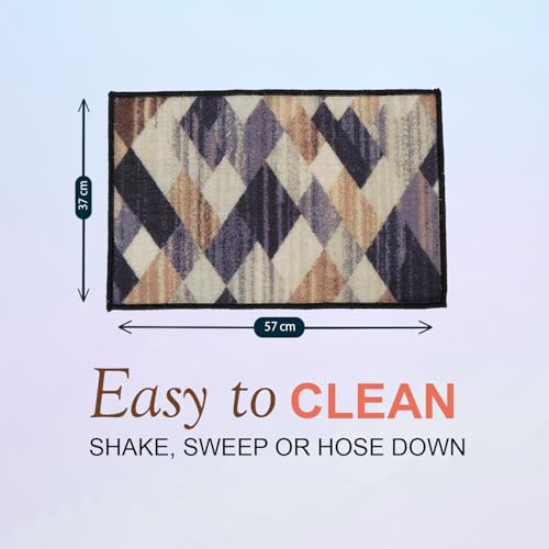 Image of HUES & SHADES Coir Door Mat for Outdoor Entrance - [37 x 57 cm] | Natural Coconut Fiber Brush Mat for Shoes Cleaning, Heavy Duty Non-Slip Doormat for Front Porch, Patio, Entryway (Metro Charm)