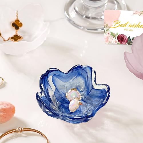 Image of Gifts for Women Flower Jewelry Dish Ring Holder Dish Jewelry Tray Bathroom Vanity Organizer Blue Room Decor Aesthetic Nightstand Bedroom Decor Trinket Dish Small Friendship Wedding Birthday Gifts